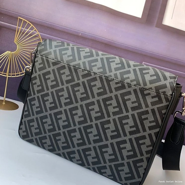 Cheap Black Bag Motif Messenger Large FF Fabric Fendi In 0721